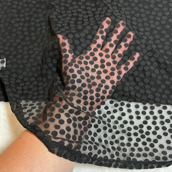 Jaye.e Crewneck Mixed Media High Low Top Size L Minimalist Casual Polka Dot - Picture 5 of 8